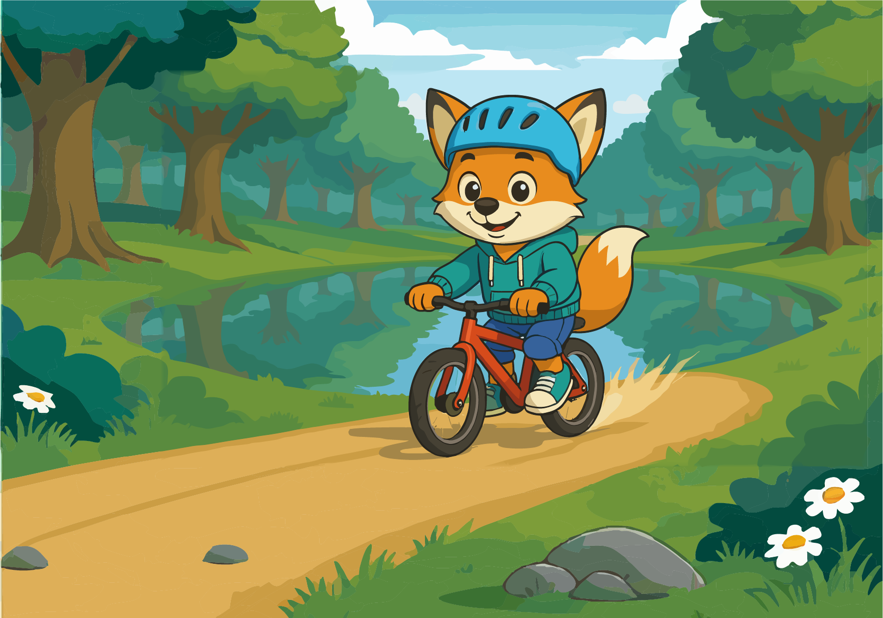 Lumi on her special bicycle, showing the importance of exercise and outdoor play encouraging children to discover their passions